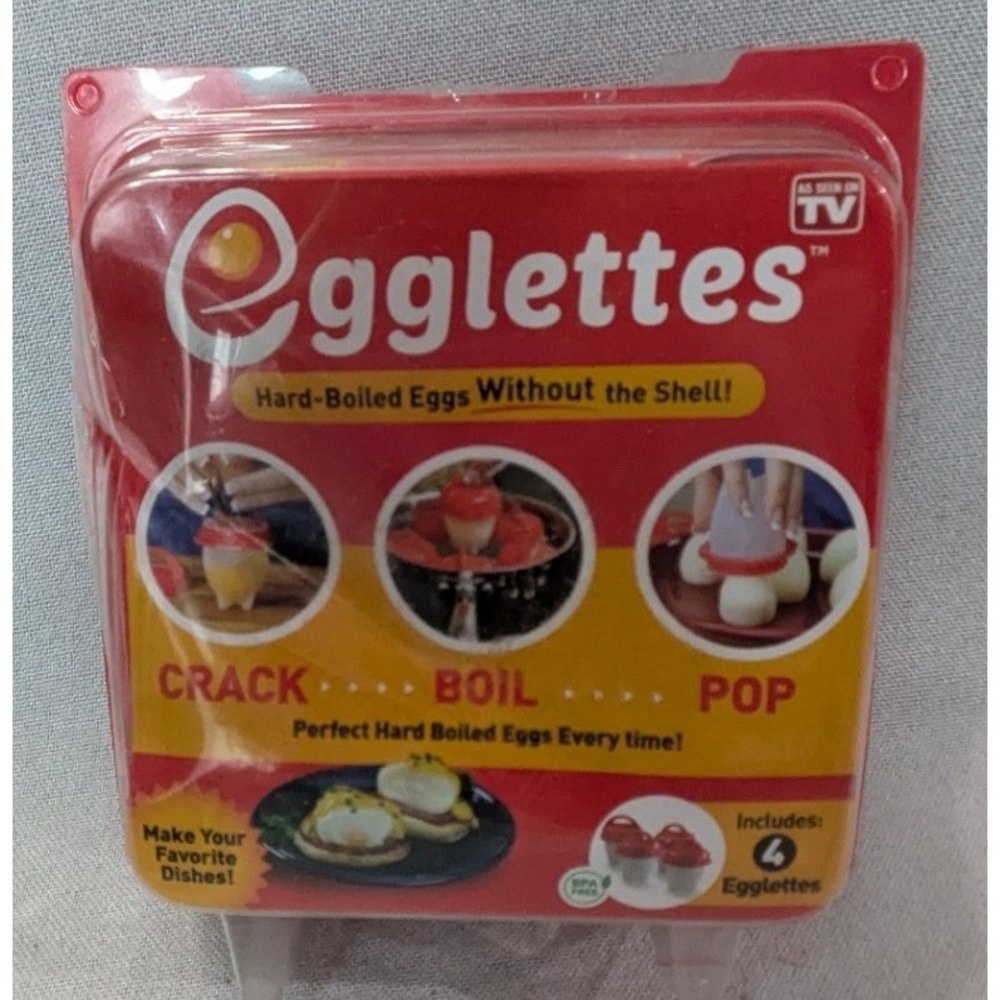 Egglettes Egg Cooker Pods Unisex OS Red New 4-Pack Hard Boiled No Shell ASOTV